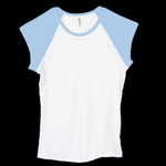 Bella Women's Baby Rib Contrast Cap-Sleeve Raglan T-Shirt