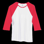 Bella Women's Baby Rib Contrast 3/4-Sleeve Raglan T-Shirt 
